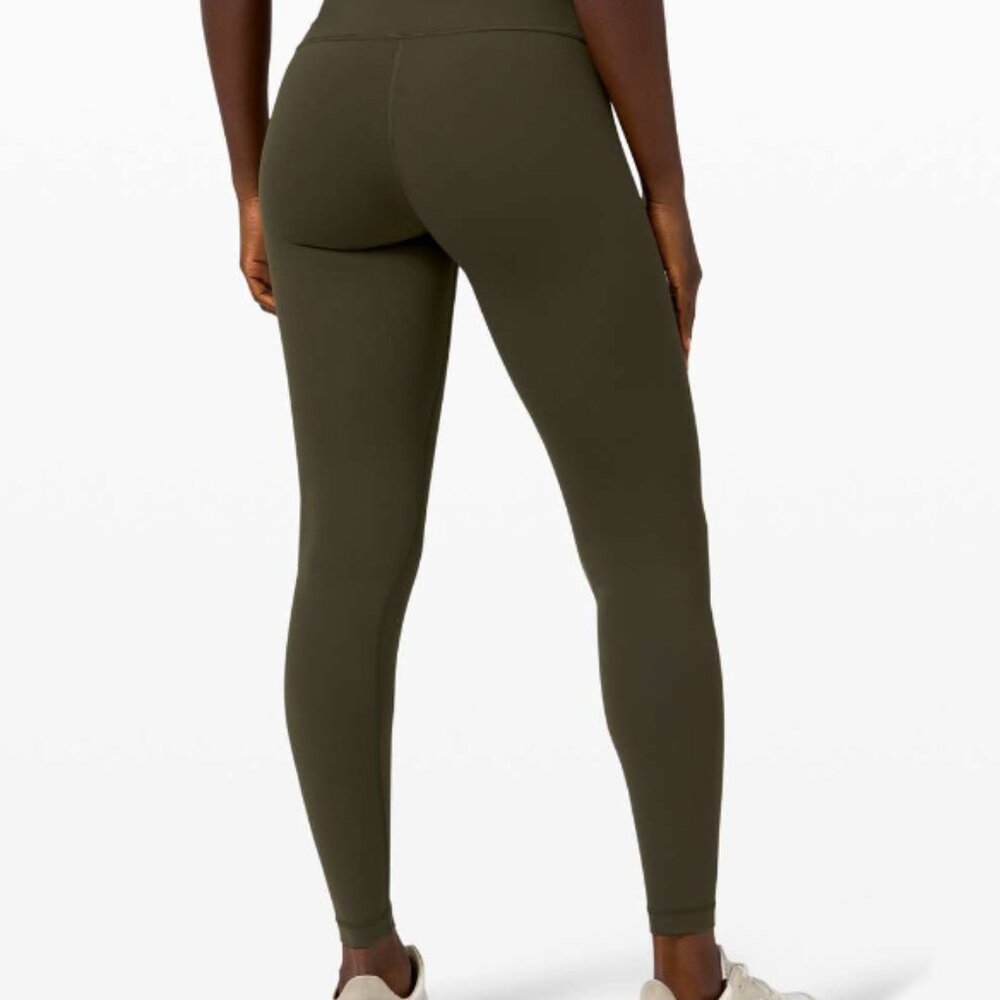 LULULEMON OLIVE WUNDER UNDER LEGGINGS SIZE 4